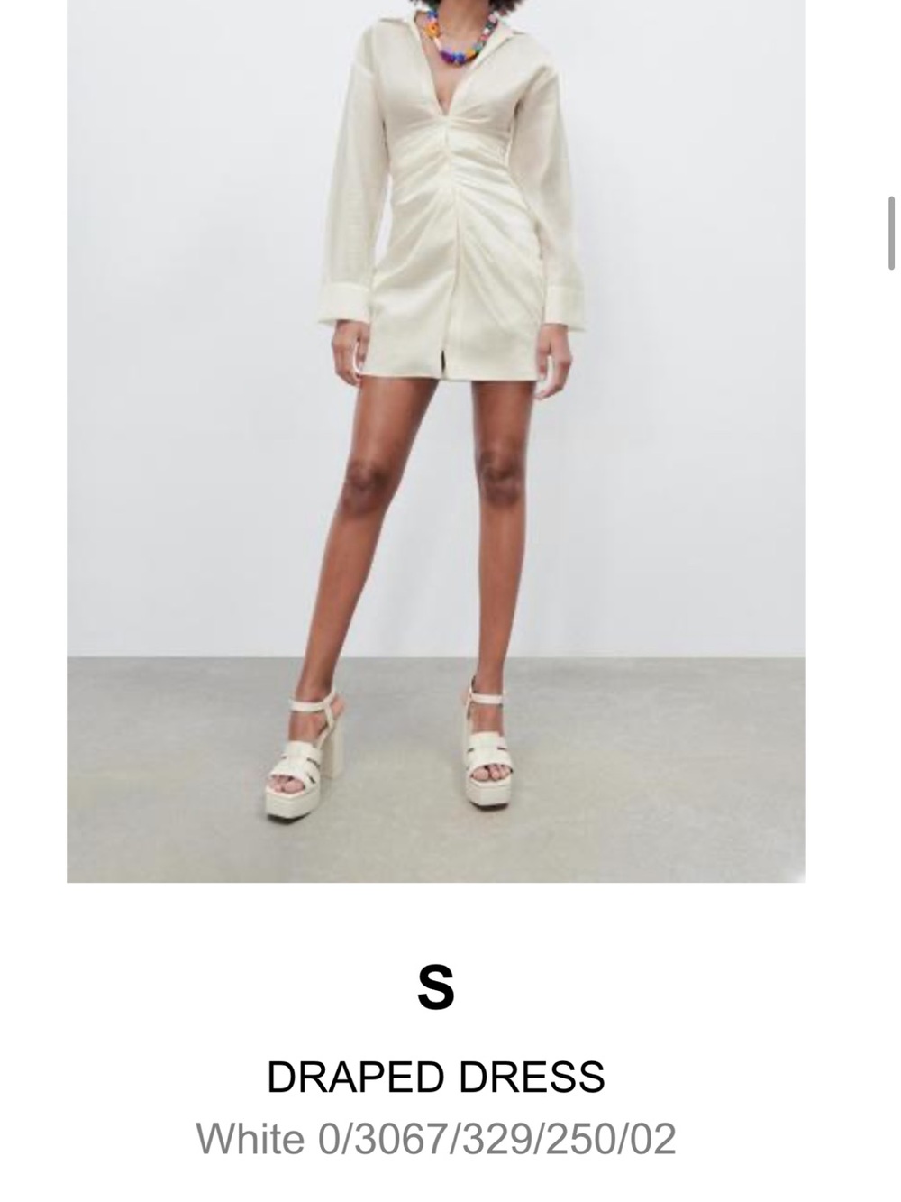 NWOT Draped Mini Shirt Dress in White